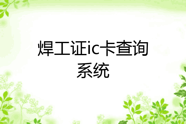 焊工证ic卡查询系统