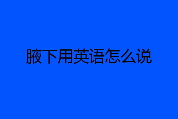 腋下用英语怎么说