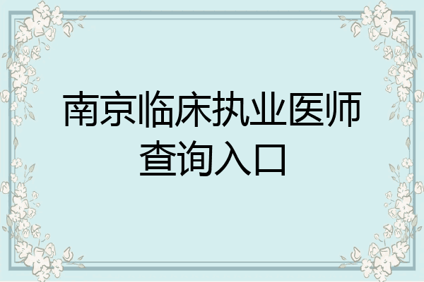 南京临床执业医师查询入口