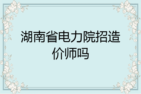湖南省电力院招造价师吗