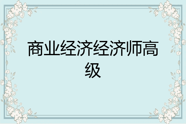 商业经济经济师高级