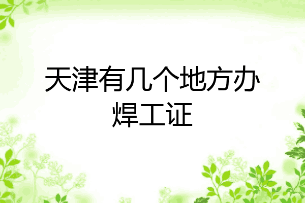 天津有几个地方办焊工证