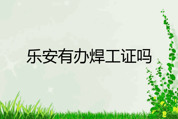 乐安有办焊工证吗