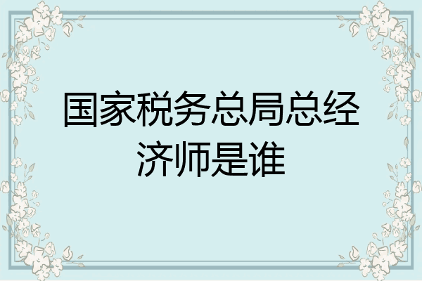 国家税务总局总经济师是谁