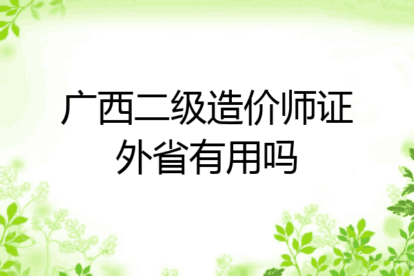 广西二级造价师证外省有用吗