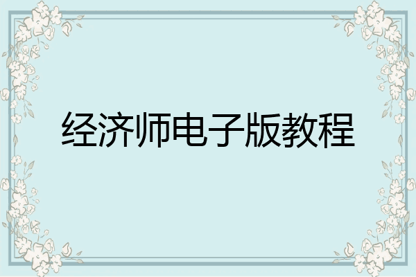 经济师电子版教程