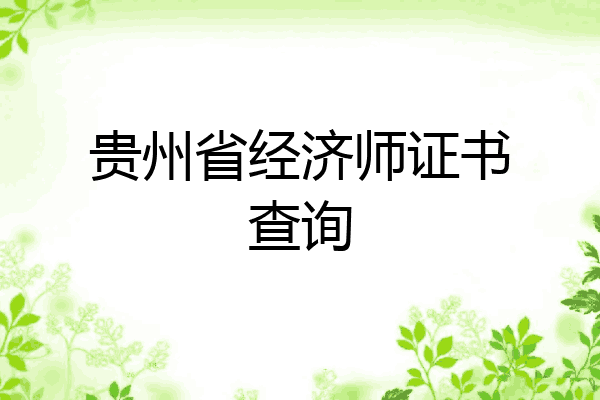 贵州省经济师证书查询
