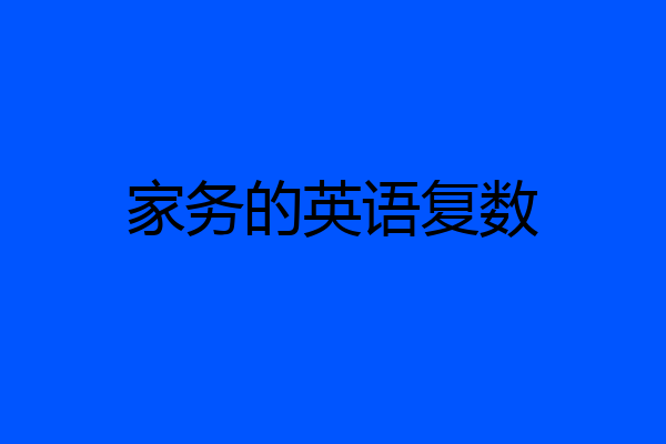 家务的英语复数