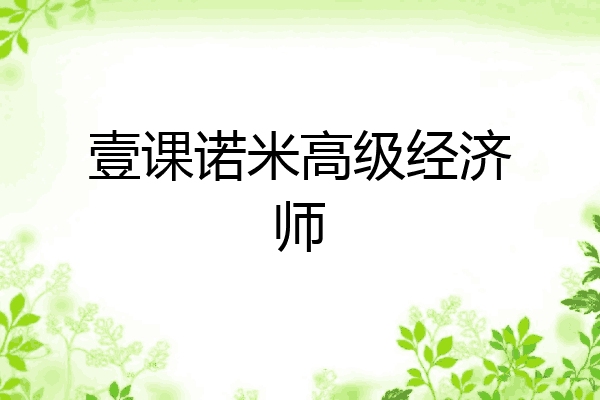 壹课诺米高级经济师