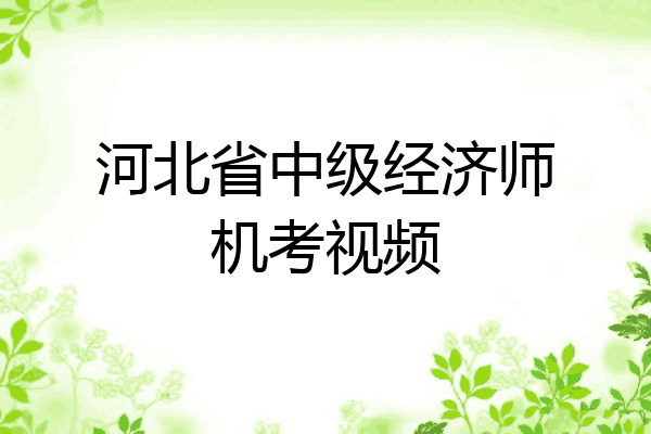 河北省中级经济师机考视频
