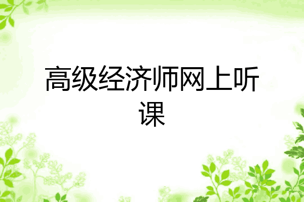高级经济师网上听课