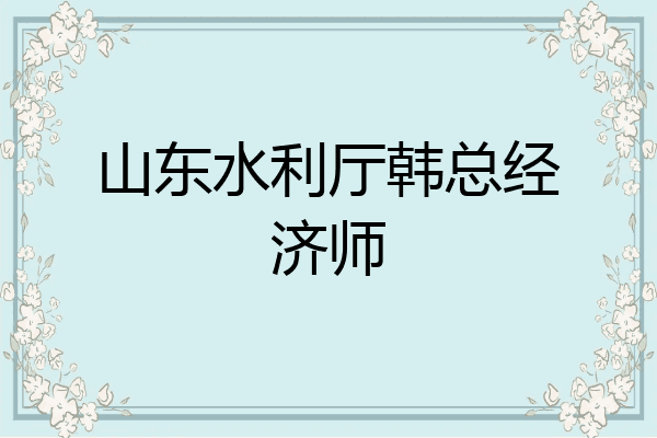 山东水利厅韩总经济师