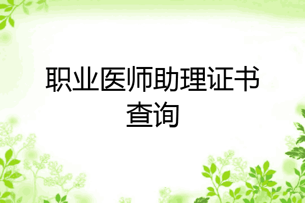 职业医师助理证书查询