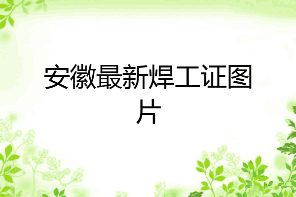 安徽最新焊工证图片