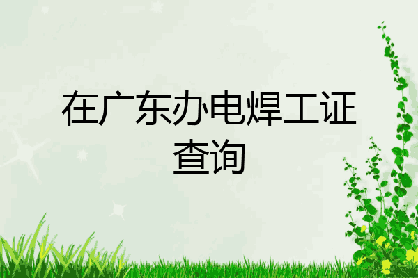 在广东办电焊工证查询