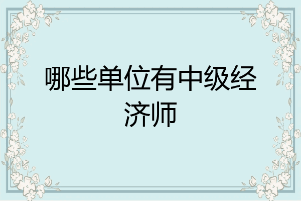 哪些单位有中级经济师