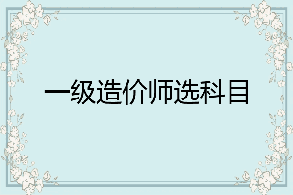一级造价师选科目
