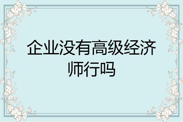 企业没有高级经济师行吗