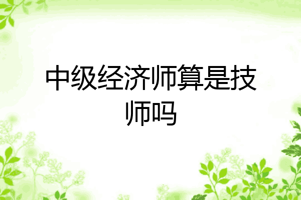 中级经济师算是技师吗