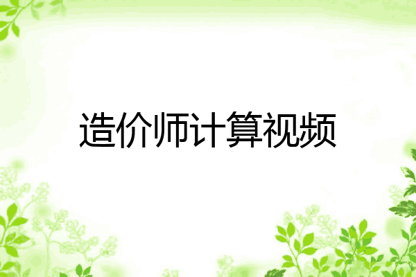 造价师计算视频