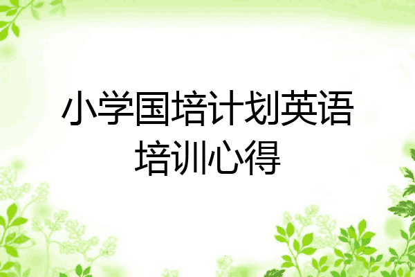 小学国培计划英语培训心得