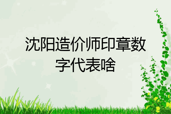 沈阳造价师印章数字代表啥
