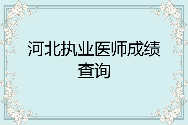 河北执业医师成绩查询