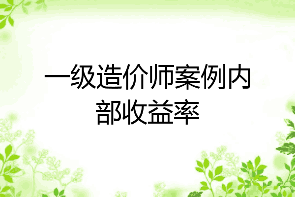 一级造价师案例内部收益率
