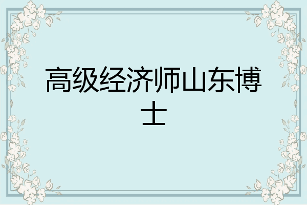 高级经济师山东博士