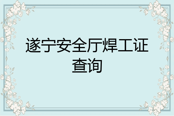 遂宁安全厅焊工证查询