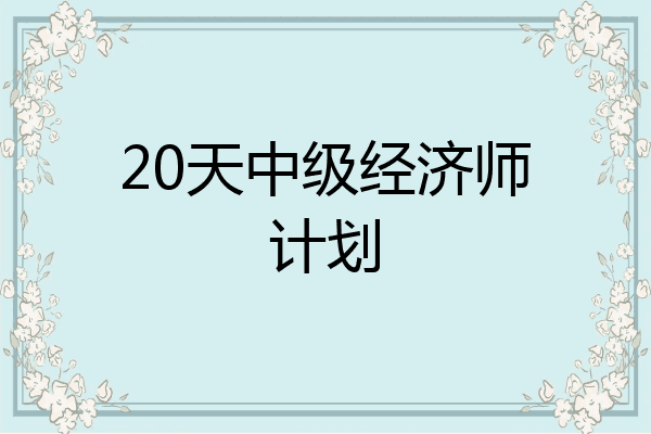 20天中级经济师计划