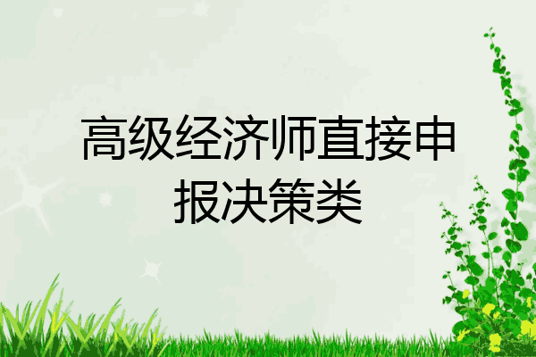 高级经济师直接申报决策类
