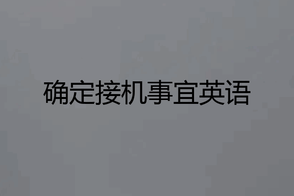 确定接机事宜英语
