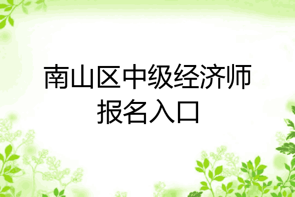 南山区中级经济师报名入口