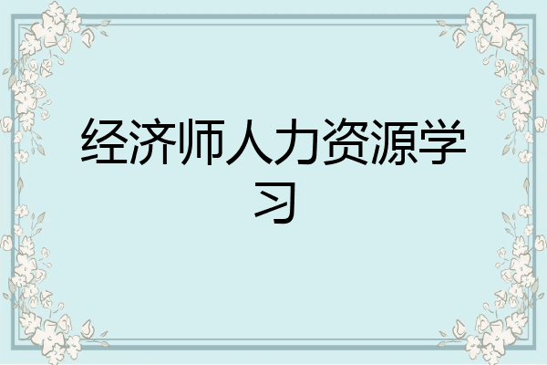 经济师人力资源学习