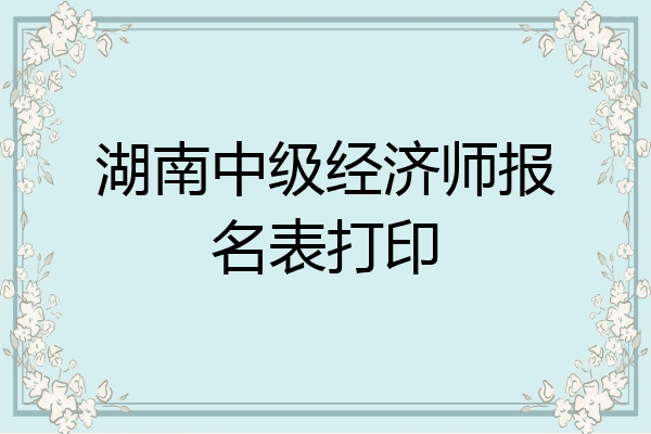 湖南中级经济师报名表打印