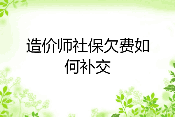造价师社保欠费如何补交