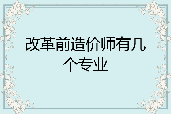 改革前造价师有几个专业