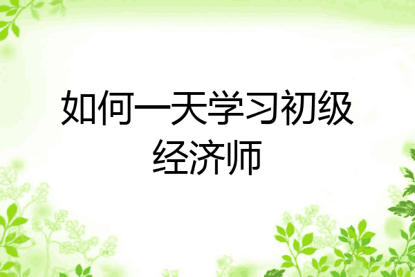 如何一天学习初级经济师