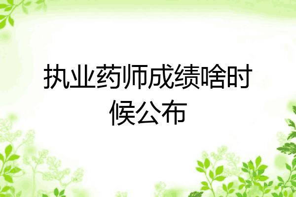 执业药师成绩啥时候公布