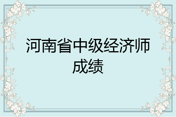河南省中级经济师成绩