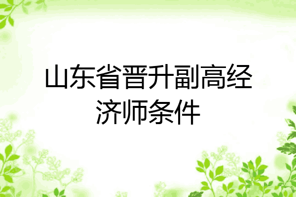 山东省晋升副高经济师条件