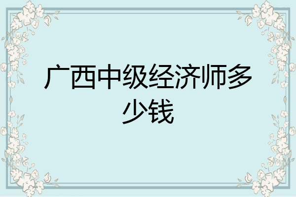 广西中级经济师多少钱