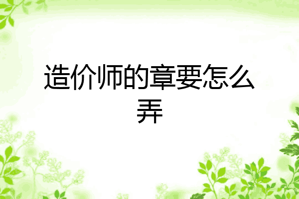 造价师的章要怎么弄