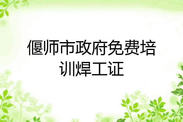 偃师市政府免费培训焊工证