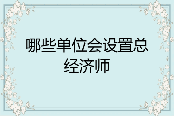 哪些单位会设置总经济师