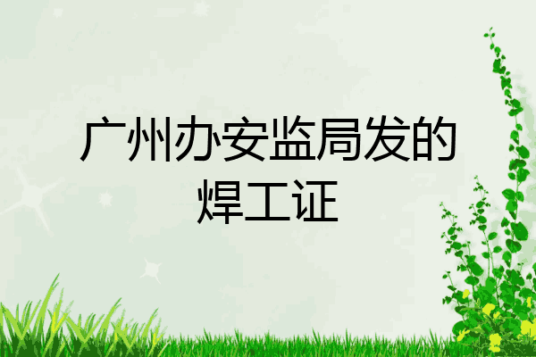 广州办安监局发的焊工证