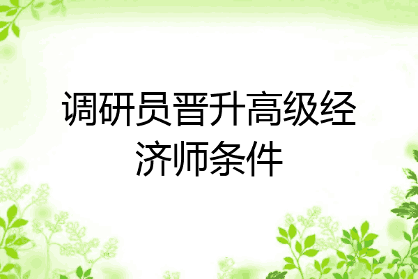 调研员晋升高级经济师条件