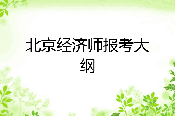 北京经济师报考大纲