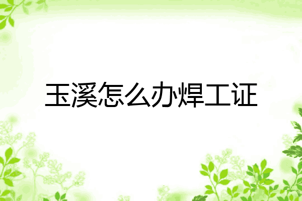 玉溪怎么办焊工证
